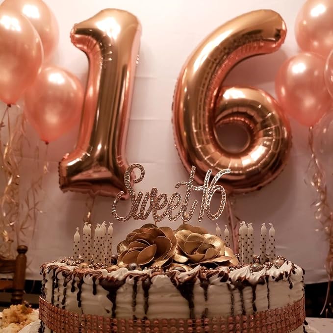 Rose Gold 1 Balloons, 40 Inch Giant Helium Foil Number 0-9 - Image 8