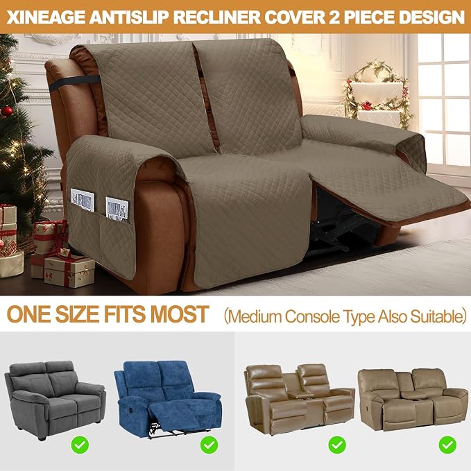 XINEAGE Water Resistant Recliner Cover, 2 Seat Loveseat Covers - Image 5