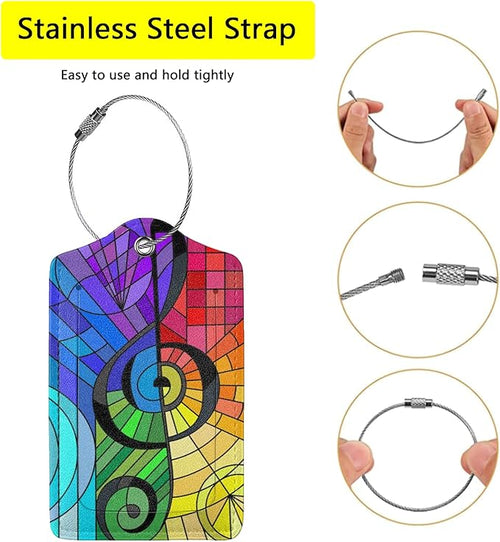 2 Pack Music Note Luggage Tags for Suitcases, Cool Leather Luggage Tag for Travel, Bag Tag Privacy Name ID Card Bag Labels for Friends Adults Kids Tourists