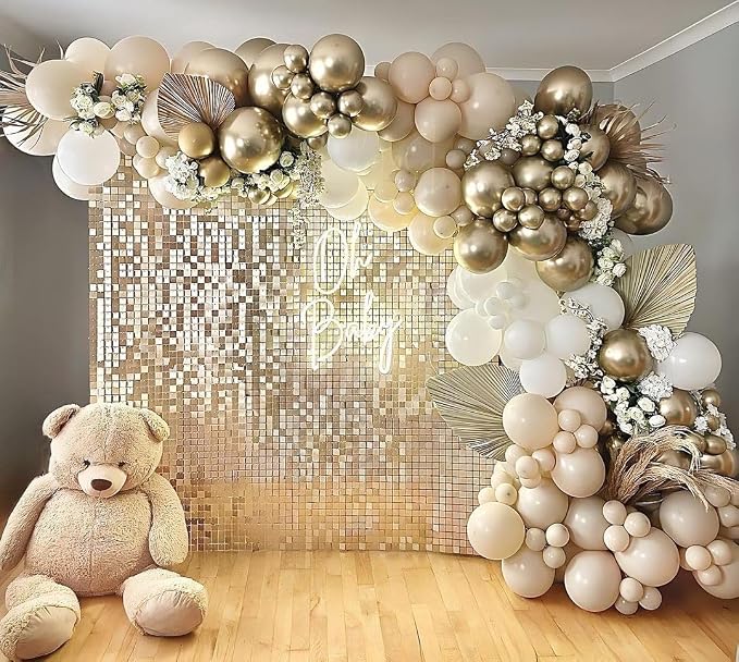 Sand White Gold Balloon Arch Kit, Party Decor. | White, chrome gold metallic - Image 6