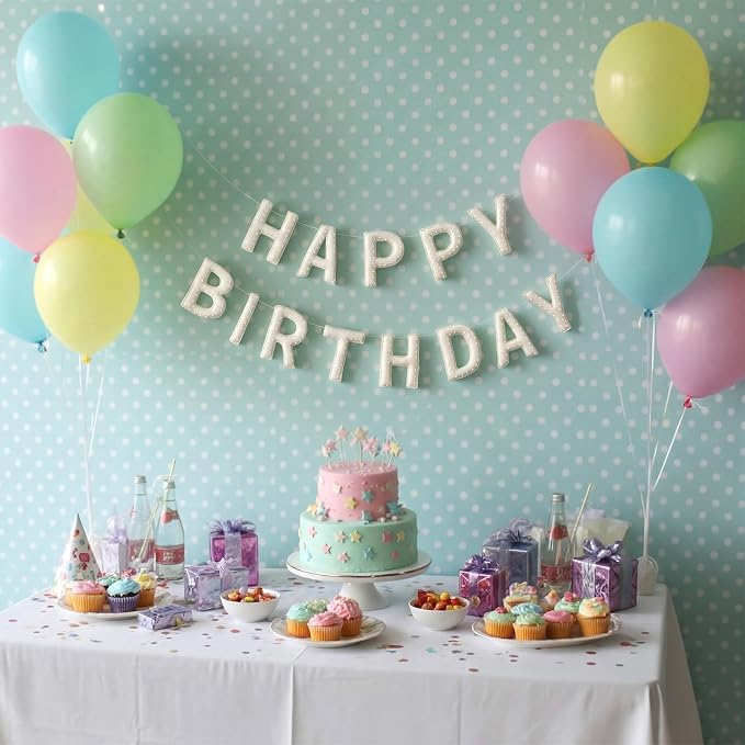 Pre-strung Happy Birthday Banner Sign Reusable Felt Happy Birthday Garland - Image 4
