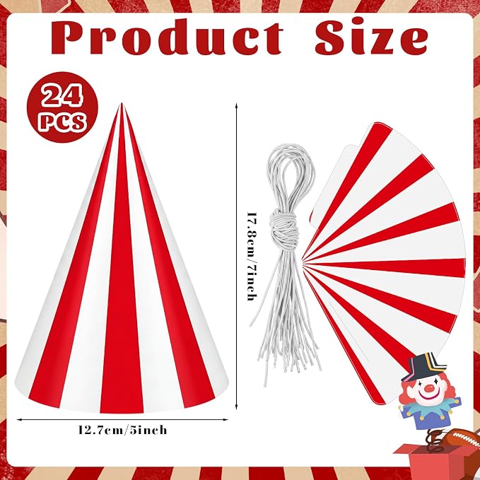 Watersay 24 Pcs Themed Party Hats Theme Cone Paper Hats - Image 4
