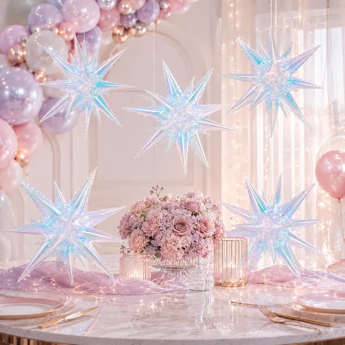 Iridescent Star Balloons, Baby Shower, Engagement and Anniversary Decorations - Image 7