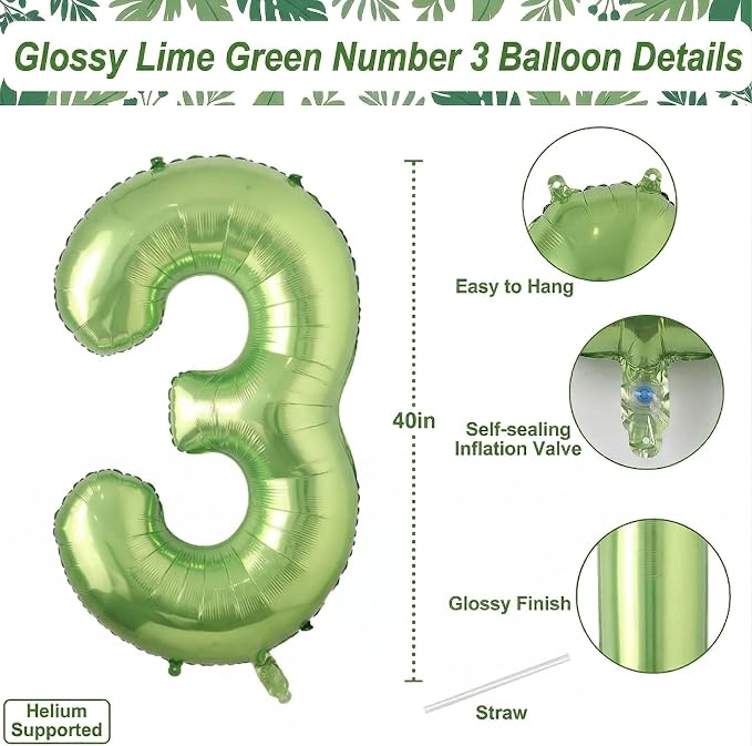 Light Green Number 13 Balloon 40 Inch, Shiny Foil Double Digit Party Decor | - Image 4