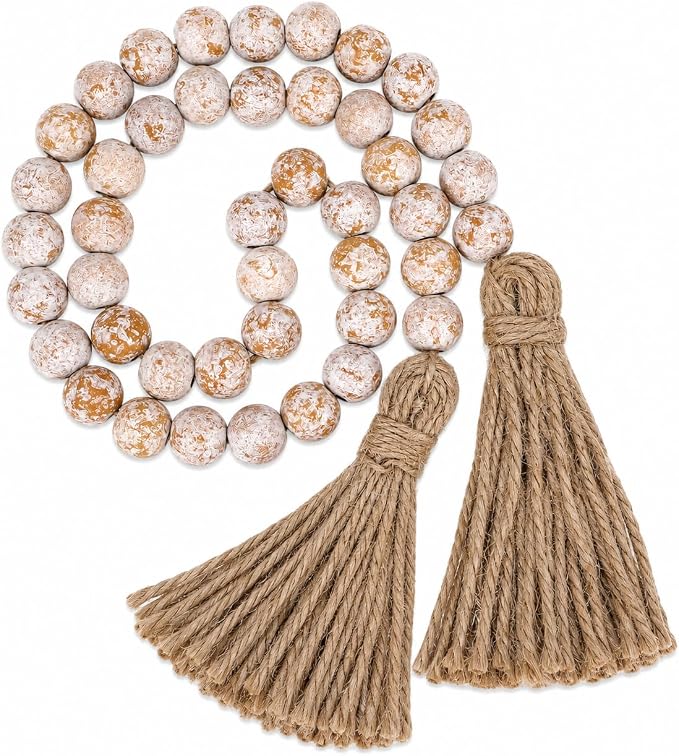 IMIKEYA Wooden Beads Garland: Farmhouse Wood Bead Garland by IMIKEYA