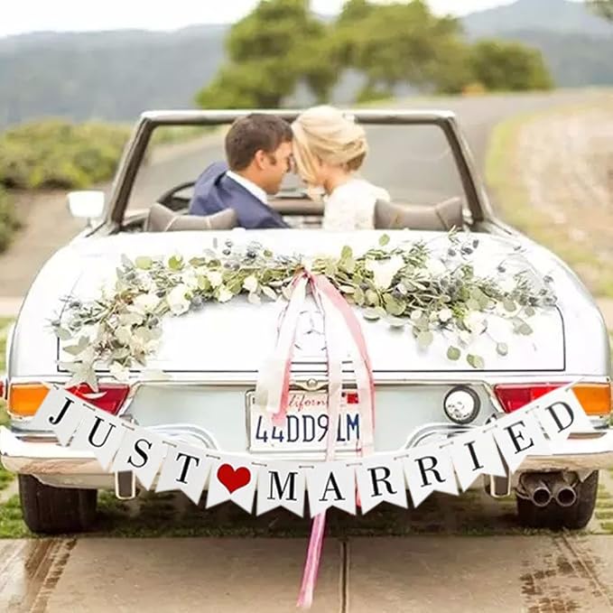 JUST Married Wedding Banner Set, Wedding Decorations by GuassLee