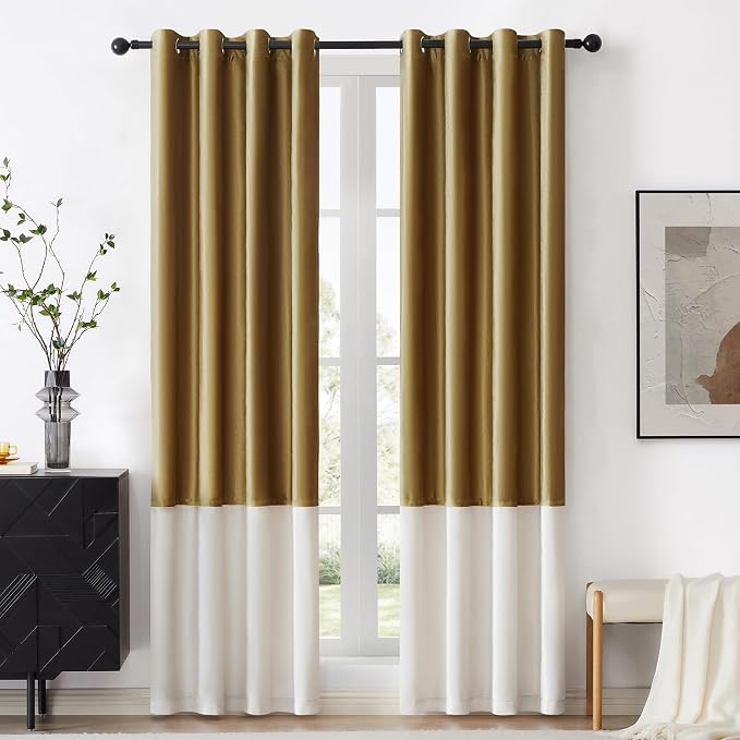 BULBUL Luxury Ivory Gold Curtains 72 inches by ModernShinyVelvetCurtains