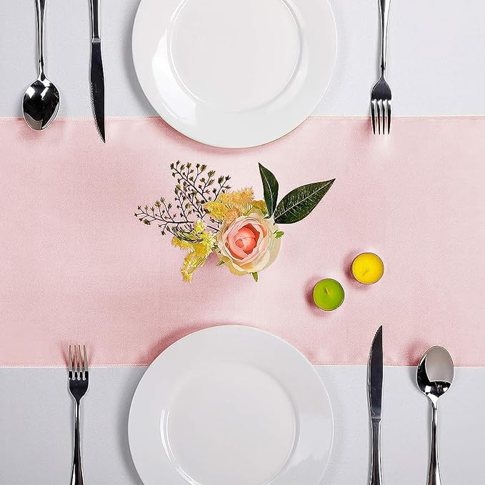 10-Pack Satin Table Runner Rose Gold 12 x 108 inches Long, Table Runners - Image 2