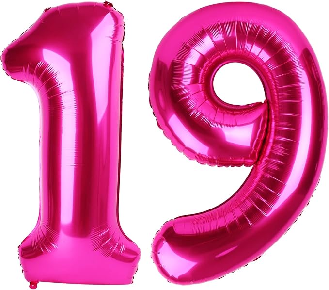 19 Balloon - Hot Pink Birthday Number Balloons, 40 Inch Party Decorations | Hot by ALPHADELTAPI
