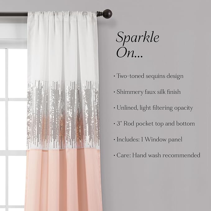 Lush Decor Night Sky Window Curtain Panel, Single 42"W x 84"L White & Blush - Image 6