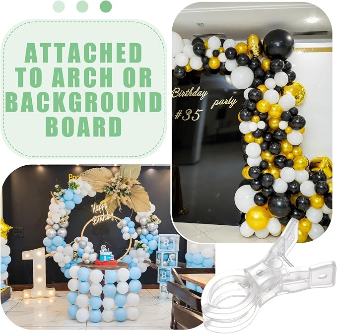 LemonRoad 10 Pack Large Balloon Arch Clips Plastic Transparent Backdrop Spring - Image 8