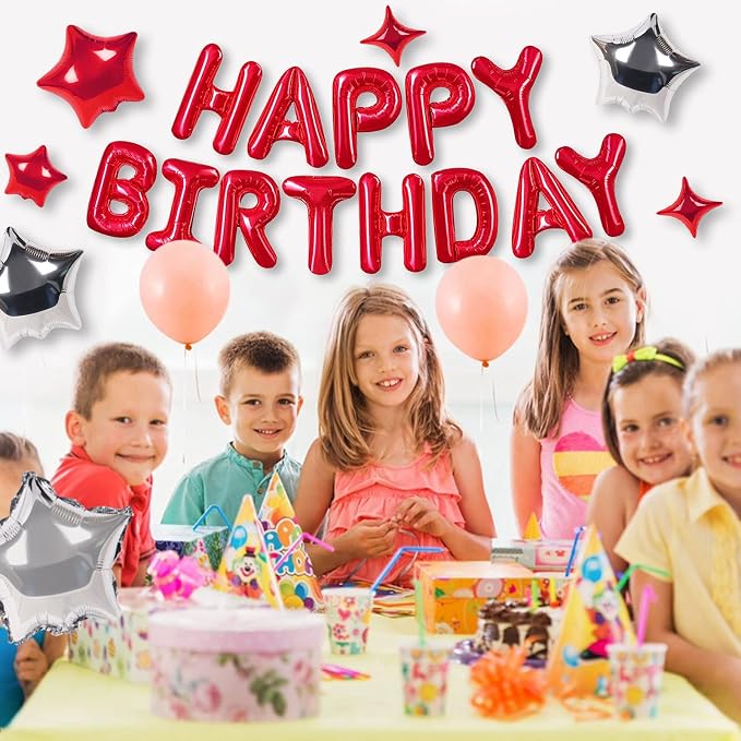 CANREVEL Happy Birthday Banner Decorations + 12Pcs Star Balloons, - Image 6
