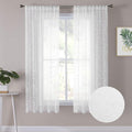 Tollpiz Leaves Sheer Curtain White Leaf Embroidery Living Room Curtains Rod by Tollpiz