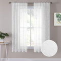 Tollpiz Leaves Short Sheer Curtains White Leaf Embroidery Living Room Curtain by Tollpiz