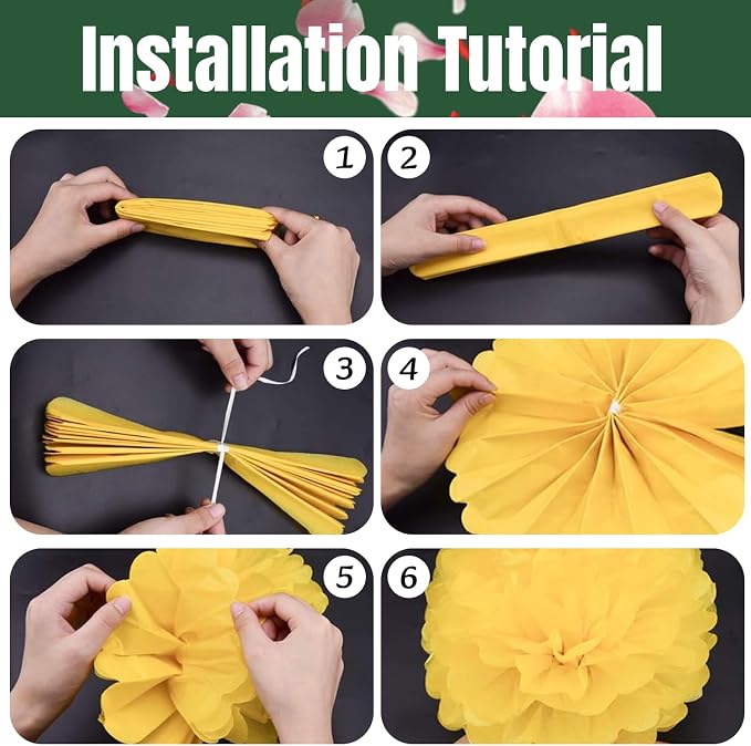 Qimoo 20pcs Dark Green Paper Pom Poms Decorations, DIY Decorative Tissue Paper - Image 3