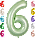 6 Balloon Numbers Birthday Decorations, 40In Sage-Green Balloons by Mluchee