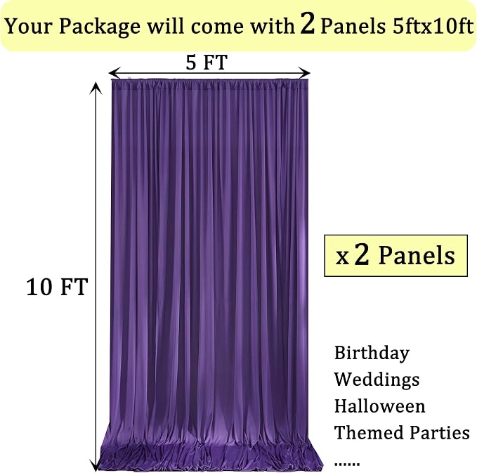 10ft x 10ft Wrinkle Free Purple Backdrop Curtain - Image 6
