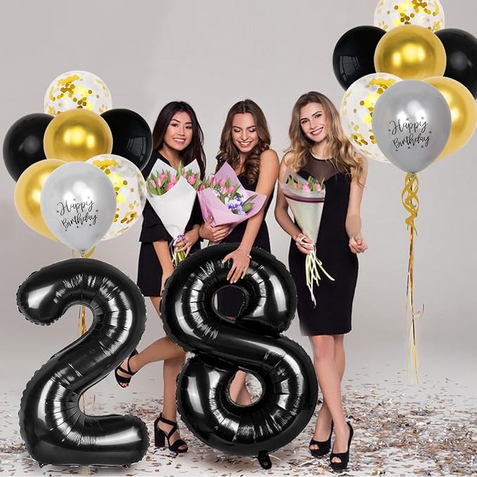 28th Birthday Decorations for Men Women, 40 inch 28 Balloon Numbers - Image 3