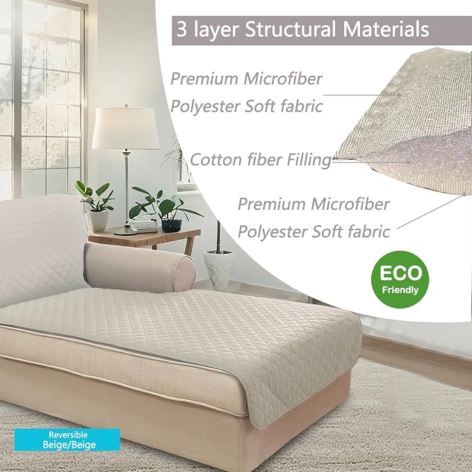 U-NICE HOME Sectional Couch Cover Chaise Lounge Cover, Pet Friendly, Elastic - Image 4