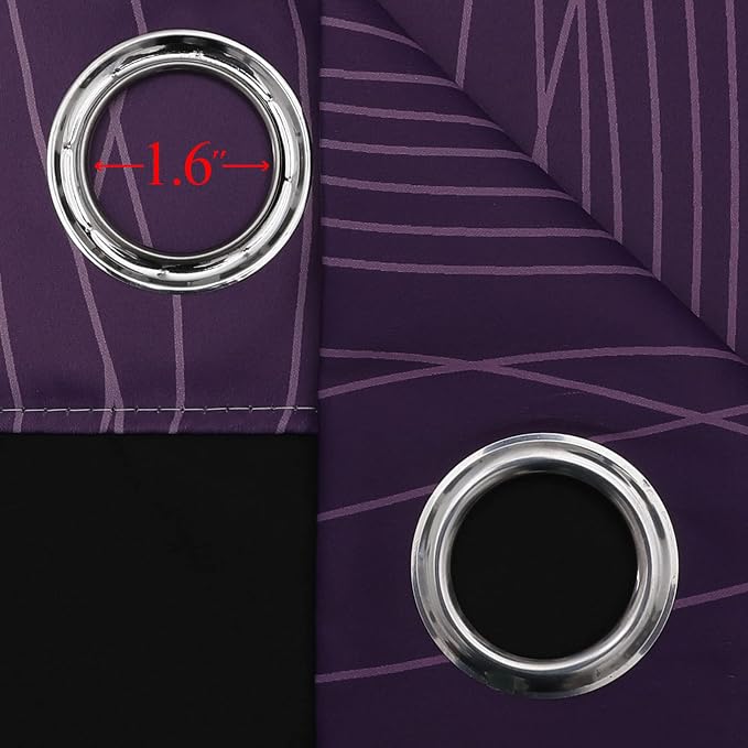 Purple and Greyish White Blackout Curtains 72 Inch Length 2 Panels Set - Image 7
