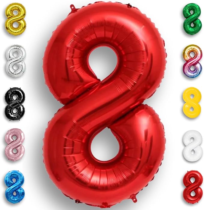 Red Number Balloon 8 Mylar Foil Balloons 40 inch by Unknown