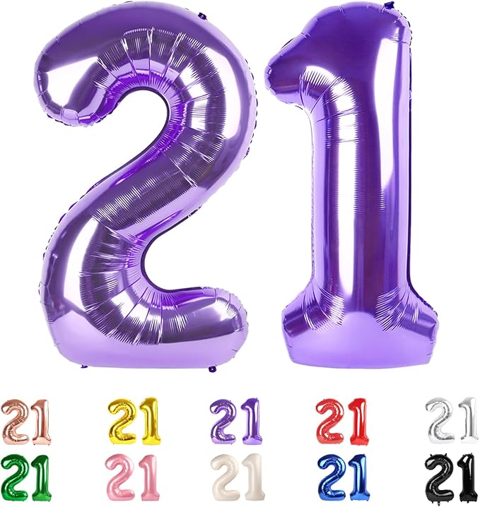 21 Balloon Numbers 40Inch for 12 21th Year Old Birthday Decorations, Inflation by Mluchee