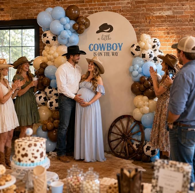 HILAVO Cow Print Balloons, 12Inch Light Blue Brown Sand White Cow Balloons | - Image 5