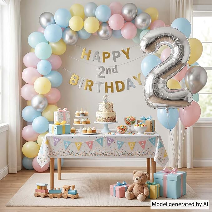 Silver Number 2 Balloon 40 Inch, Sleek Metallic Foil - Image 7