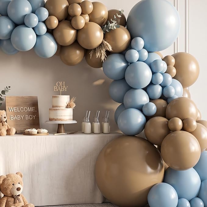 130pcs 18/12/10/5 Inch Dusty Blue and Khaki Balloon Garland Arch Kit | Assorted - Image 5