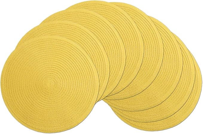 SHACOS Round Braided Placemats Set of 8 Washable Table Mats 15 inch Round by SHACOS