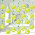 60pcs Tennis Party Foil Swirl Decorations Tennis Ball Ceiling Hanging Banners by ZOIIWA
