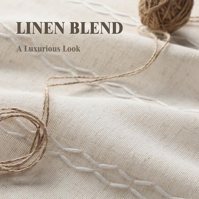80% Boho Blackout Curtains 72 Inch Linen Blend Drapes 2 Panels | Vintage - Image 6