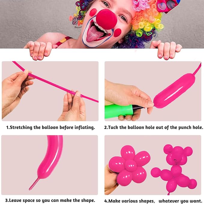 Hot Pink Long Balloons Premium 260 Twisting Balloons Animals Magic - Image 5