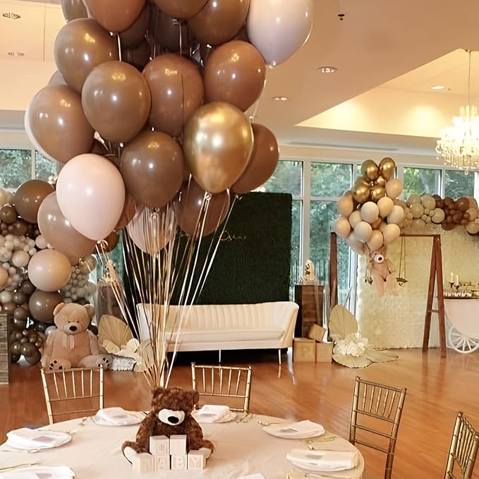 Voircoloria 110pcs Brown Latex Party Balloons, 12inch | - Image 4