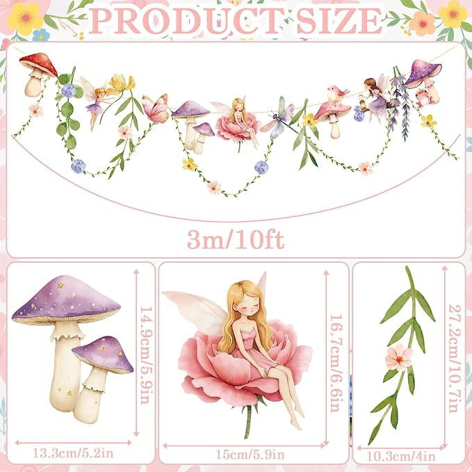 Fairy Party Banner, Fairy First Birthday Party Decorations, Flower Banner | - Image 2