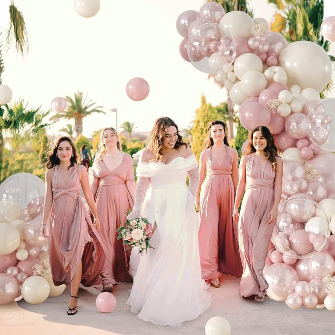 CROSSFINGERS Pearl Dusty Pink Balloon Garland Arch Kit Wedding Decorations | - Image 7