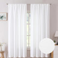 Tollpiz Short Linen Curtains Bedroom Rod Pocket Semi Sheer Curtain Burlap Light by Tollpiz