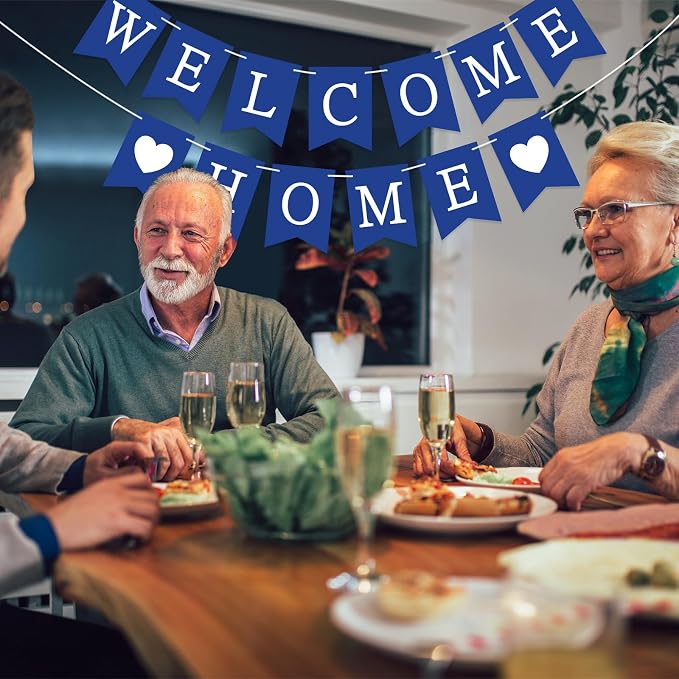 Yeaqee Welcome Home Banner Welcome Back Home Decorations 2 Hearts Sign - Image 4