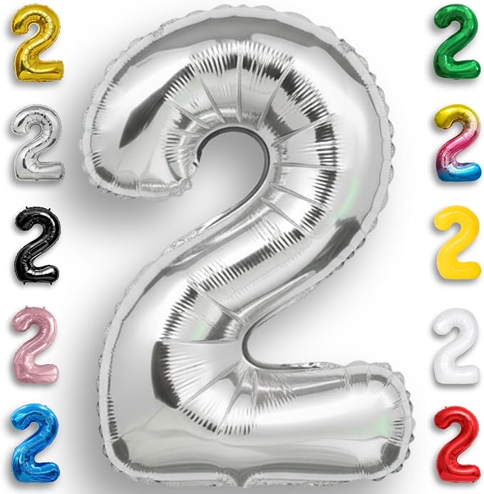 Silver Number Balloon 2 Mylar Foil Balloons 16 inch Small by Unknown