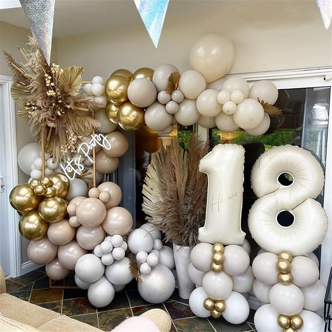 Cream 15 Foil Balloon Numbers, 40 Inch Giant Beige 15th Birthday Balloons - Image 6