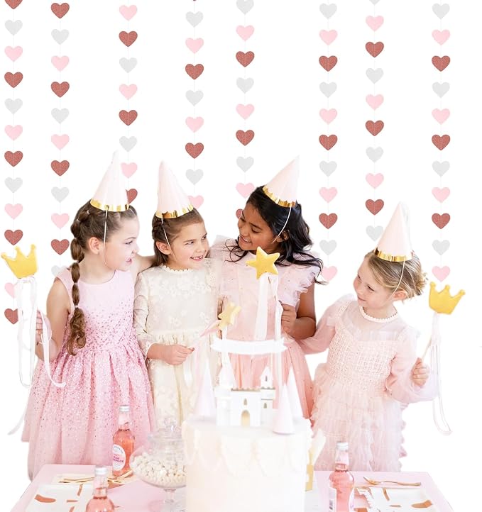 Pink-White Rose-Gold Valentines Party-Decorations Heart-Garland - 52ft - Image 6