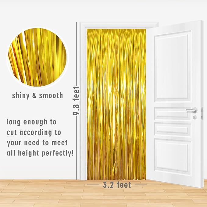 GOER 3.2 ft x 9.8 ft Metallic Tinsel Foil Fringe Curtains Party Photo Backdrop - Image 4