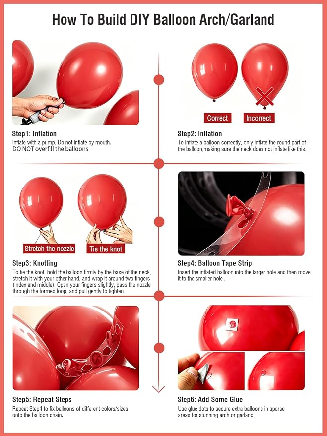 Red Balloons 125 Pcs Different Sizes 18 12 10 5 Inch Red Balloon Arch Kit - Image 4
