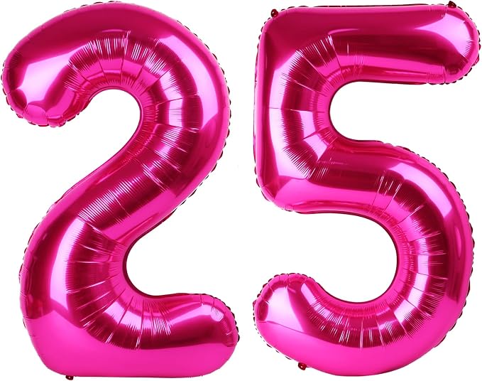 25 Balloon - Hot Pink Birthday Number Balloons, 40 Inch Party Decorations | Hot by ALPHADELTAPI