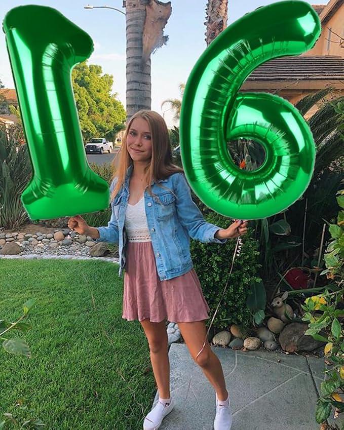 16 Balloon 40 inch Dark Green Number Balloons - Image 3