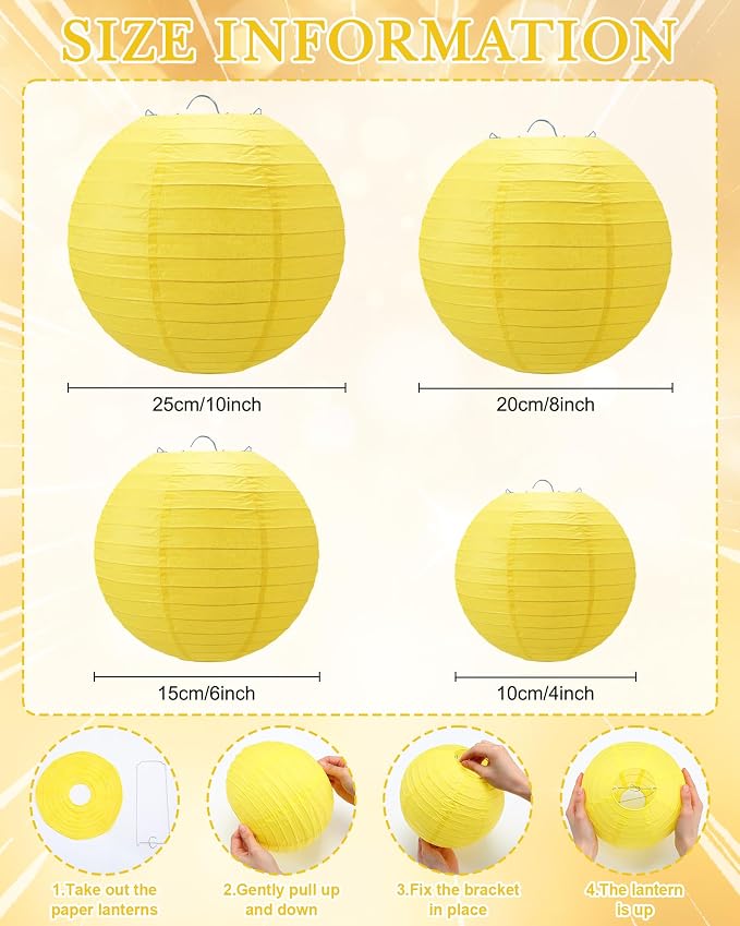 Treela 48 Pcs Paper Lanterns Party Decorations Chinese Lanterns Round Paper - Image 2