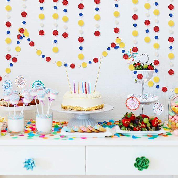 Outus 10 Pieces Colorful Circle Garland Banner Hanging Paper Dot Decorations - Image 4