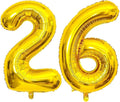 Gold 26 Number Balloons, 40 Inch Giant Number 26 Balloons Foil Mylar Helium by Lovoir