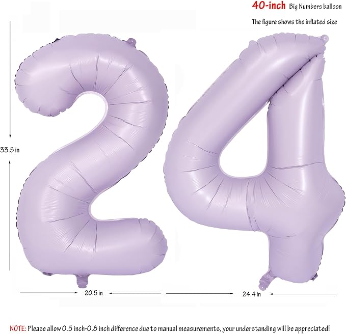 40 In Matte Purple Number Balloons Helium Foil Mylar Balloon Digital 24 | - Image 2