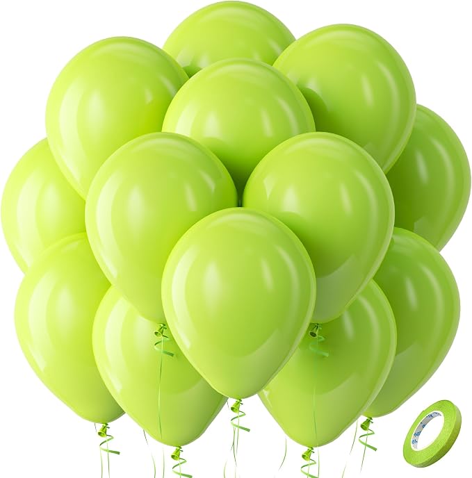 Bezente Lime Green Latex Party Balloons 100 Pack 12 inch | Light Pastel Kelly by Bezente